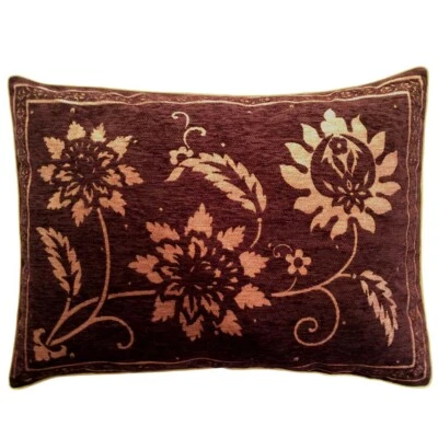 Upholstery/Chenille Jacquard Brown-Gold Effect 20"x28" Pillow Case/Cushion Cover - Image 1 of 4