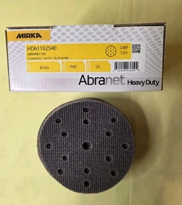 MIRKA ABRANET  HD61102540 ~  Heavy Duty 6" P40 ~ Grip 9H ~ 25 Discs/Box - Picture 1 of 3