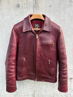Schott 613 Chromexcel Leather Trucker Jacket Red Men's Size 38 Used Made in USA - Image 1 of 4