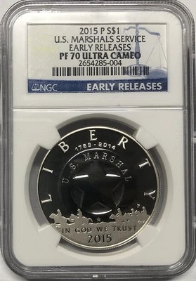2015 US MARSHALS SERVICE Silver Dollar NGC PF70💥FLAWLESS QUALITY💥EARLY RELEASE - Image 1 of 4