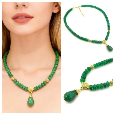 Diopsid-Halskette Kette mit Smaragd Anhänger Damen Collier NV032 Bailysbeads® - Bild 1 von 4