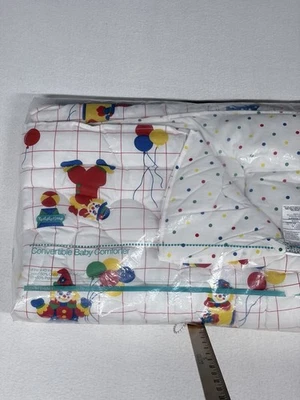 Edredón convertible para bebé JC Penny globos payasos vintage 34 pulgadas X 43 pulgadas Foto 1 de 4