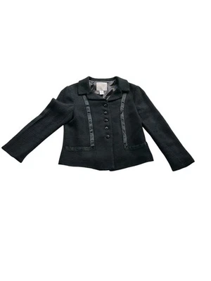 Rebecca Taylor Tweed Black Blazer Career Size 6 Preppy Academia Business Causal - Image 1 of 4
