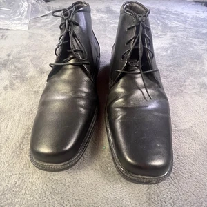 Johnston & Murphy Stiefel Herren 12M schwarz Leder wasserdicht Chukka elegant quadratisch - Bild 1 von 12