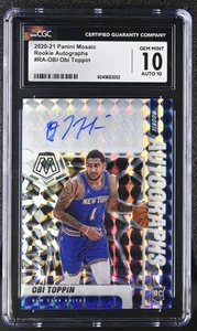 2020-21 Panini Mosaic Obi Toppin #RA-OBI Rookie Autographs Basketball CGC 10 - Picture 1 of 2