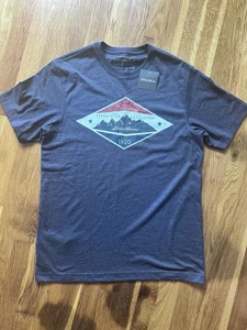 EDDIE BAUER girocollo uomo blu diamantato grafica manica corta taglia small nuovo con etichetta - Foto 1 di 8