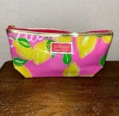 Lilly Pulitzer Estee Lauder Lemon Print Zipper Cosmetic Pouch Bag - Image 1 of 4