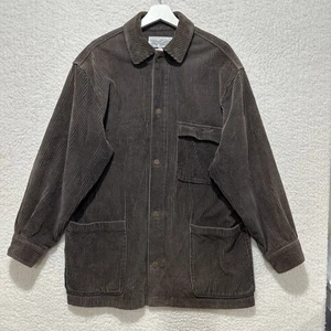 Vtg 80s Perry Ellis Levi Strauss America Long Sleeve Button Front Corduroy Sz M - Picture 1 of 17