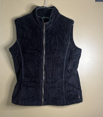 Chaleco negro Woolrich Kinsale grande para mujer. Pana 100 % algodón funciona pequeña Foto 1 de 4