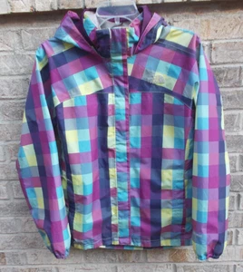 The North Face HyVent Hooded Shell Rain Coat, Multicolor Plaid Girls XL 18 - Picture 1 of 22