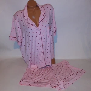 Conjunto de pijama Victoria Secret ropa de dormir superior e inferior XXL 2X rosa rojo labios modal nuevo - Imagen 1 de 10