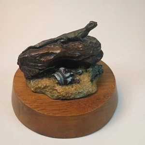Michael Westergard Bronze Eidechse auf Felsen Statue 38/45 limitiert - Bild 1 von 14