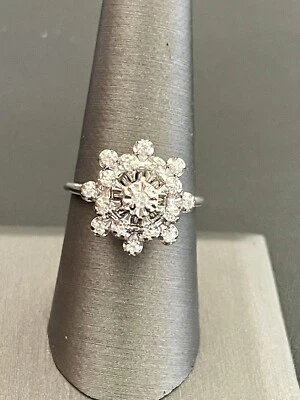 14k White Gold 20pt Diamond Cluster Ring (K69) - Image 1 of 4