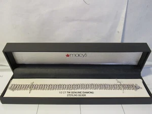 Macy's 1/2 ct. TW Genuine Diamond Sterling Silver Bracelet 7'' New D74M - Picture 1 of 10