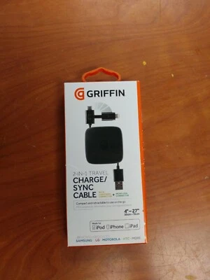 Griffin 2-In-1 Travel Charge/Sync Cable 4"-27"(New) - Image 1 of 3