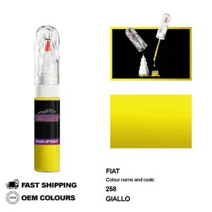 FOR FIAT GIALLO YELLOW 258 Touch Up Paint Pen Brush Fix Kit Scratch Chip Set - Picture 1 of 8