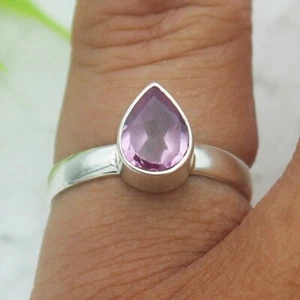 925 Sterling Silver Pink Topaz Ring Handmade Jewelry Gemstone Ring Gift For Her - Picture 1 of 3