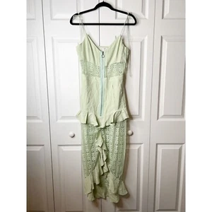 For Love & Lemons Lovebird Green Lace Midi Dress Women's Size Small S NWT - Picture 1 of 12
