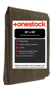 30x50 Foot Multipurpose Waterproof Brown Poly Tarp Tarpaulin Cover With Grommets - Picture 1 of 7