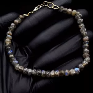 Amazing Flash Labradorite Faceted 50.00 Cts Beaded Beautiful Bracelet VK 08 E643 - Picture 1 of 3