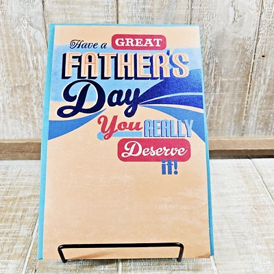 Tarjeta del Día del Padre American Greetings Azul Naranja Retro Feliz Foto 1 de 4