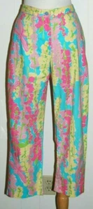 Lilly Pulitzer Cotton Stretch Floral Dragonfly Capris Cropped Pants 6 30 x 24 - Picture 1 of 3
