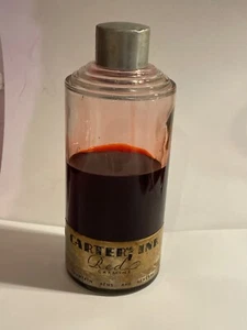 Vintage Deco Bottle Carter Red Carmine Ink  Large Bottle More than 1/2 Full - Picture 1 of 6