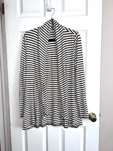 SOMA Live Lounge Wear Stretch elfenbein schwarz gestreift Jersey Strickjacke Gr. L - Bild 1 von 7