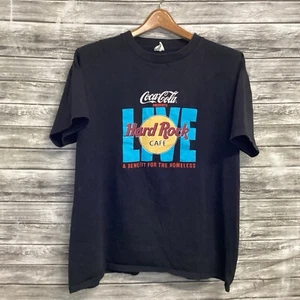 Vintage Hard Rock Cafe Live Shirt Mens XL Black Coca Cola Promo Graphic Tee 90s - Picture 1 of 8