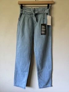 Girl’s HUDSON KIDS Tie Waist Lightweight Jeans Pants Size 8 Light Blue Sky - Picture 1 of 6