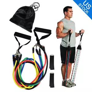 Resistance Band (11 PCS)Set Yoga Pilates Abs Exercise Fitness Tube Workout Bands - Picture 1 of 2