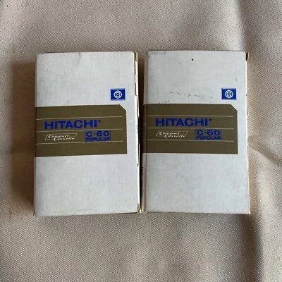 Lote de 2 cintas de casete HITACHI C-60 utilería de coleccionista embalaje original Foto 1 de 4