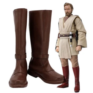 Star Wars Jedi Knight Obi-Wan Kenobi Boots PU Costume Cosplay Shoes Paty Props - Picture 1 of 8