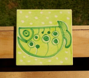 Starbucks Coffee Company 4" Green Fish Coaster Tile Hand Painted in Italy - Picture 1 of 7