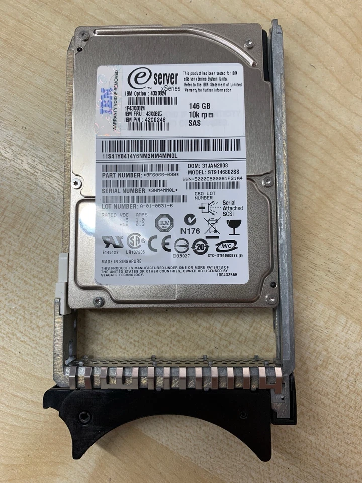 IBM X Series 10K ST9146802SS 2.5" 146GB SAS HDD Hard Disk Drive P/N 43X0825 - Image 1 of 1