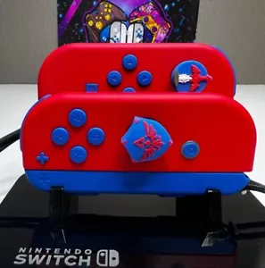 Passion Red & Deep Blue - Soft Touch Pastel - Custom Joycons for Nintend switch - Picture 1 of 6