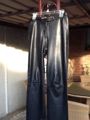 ANTONIO BERARDI Leather Pants 100%Authentic Women's Black  Pants Size EU 42,US 8 - Image 1 of 4