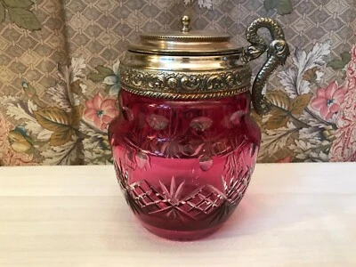 riesiges Überfangglas  Rubinglas toller Schliff Deckeldose Drachengriff - Bild 1 von 4