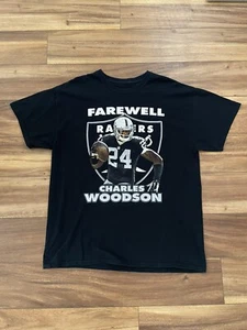 Oakland Raiders Charles Woodson Farewell Double Sided Graphic NFL T-Shirt 2XL - Picture 1 of 8