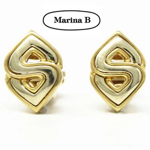 NYJEWEL Marina B 18k Two Tone Gold Clip On Earrings - Picture 1 of 5