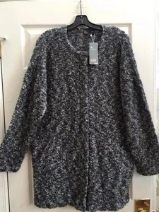 NWT Eileen Fisher $428  L Ash Roundneck Pebbly Wool Mohair Sweater Jacket - Picture 1 of 7