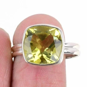 Natural Citrine 925 Solid Silver Wife Wedding Anniversary Cluster Ring Size 10 - Picture 1 of 8