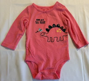 Body neonata bambina cuore grande cotone manica lunga grafica - Dino-Rosa 6mo. - Foto 1 di 2