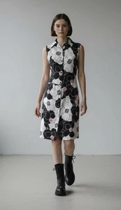 VTG Rampage Dress 90s Y2k Grunge Flower Power Floral Black 70s Vibe Large - Picture 1 of 9