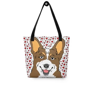 Sable Welsh Corgi Valentines Day Tote Bag Holiday Gift 15x15" - Picture 1 of 18