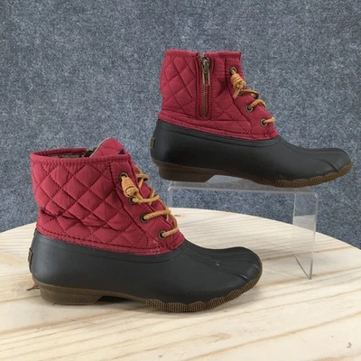 Botas Sperry Top Sider para mujer 7,5 pato de agua salada acolchadas rojas al tobillo STS93028 Foto 1 de 4