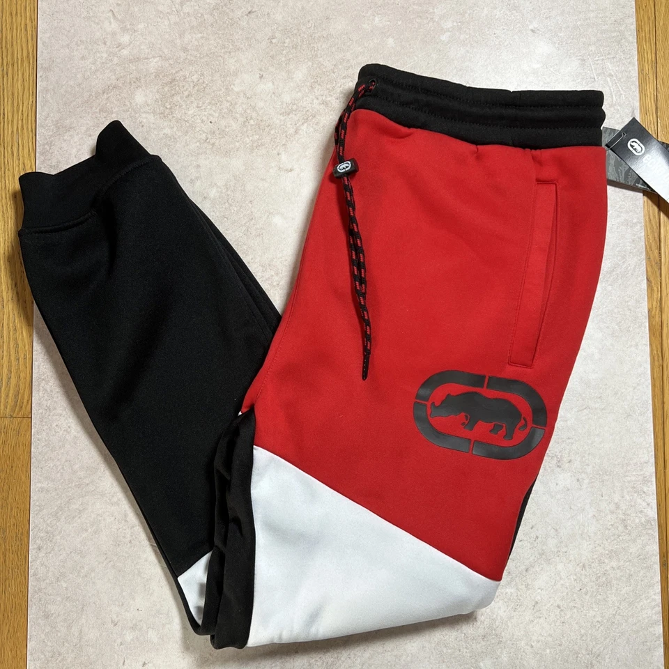 Joggers Ecko Unlimited para hombre bloque de color negro rojo y blanco. Grueso Med $40 Foto 1 de 4