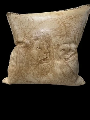 Leather Handmade Embossed Pillows with Animal Prints from Ghana  - Image 1 of 4