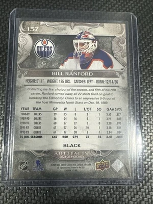 2024-25 Upper Deck Artifacts - Legends Bill Ranford #157 Black /5 - Image 1 of 3