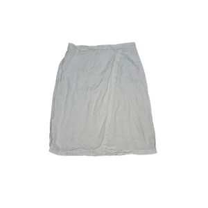 Eileen Fisher Womens XL Organic Linen Faux Wrap Skirt White Summer Light Nice - Picture 1 of 4